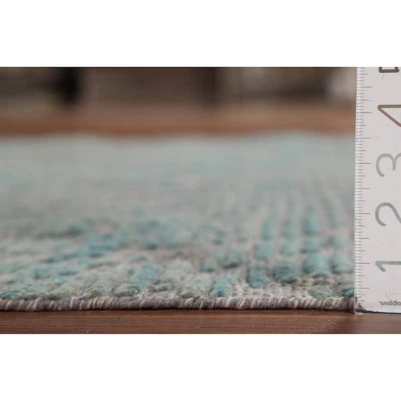 All-Over Gray & Blue Moroccan Abstract Area Rug Handmade Wool Carpet - 4'11"x 8'0"