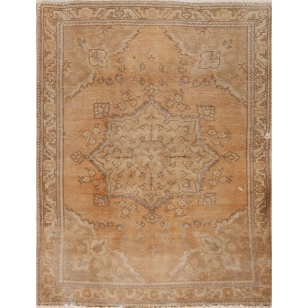 Hand Knotted Oriental 100% Wool Carpet Traditional Medallion Oranges & Rust Tabriz Area Rug - 4' 6'' X 3' 2''