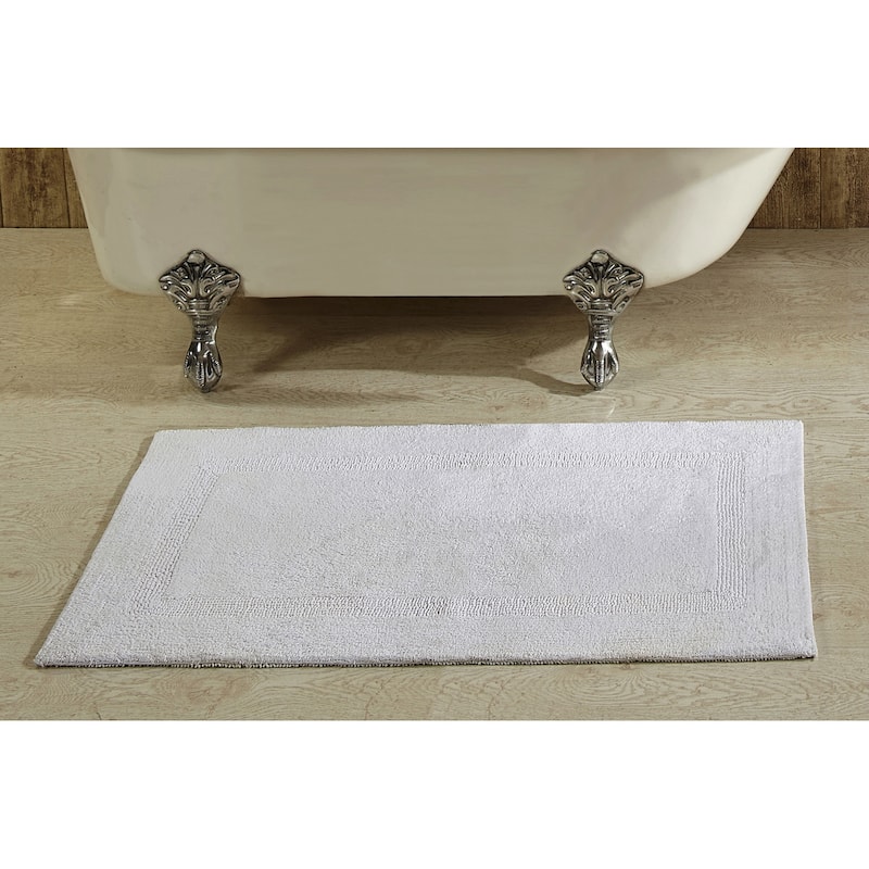Better Trends Lux Collection 100% Cotton Reversible Tufted Bath Mat Rug - 24" x 40" Rectangle - White
