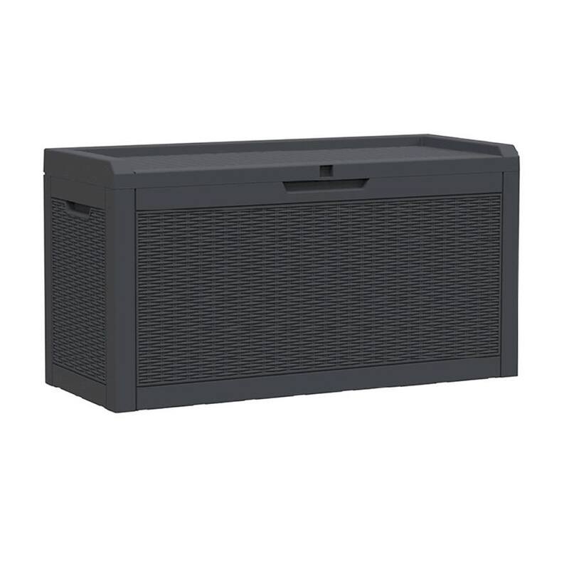 60-100 Gallon Outdoor Deck Storage Box with Lockable Lid, UV Protected & Weatherproof - 60GAL - Black