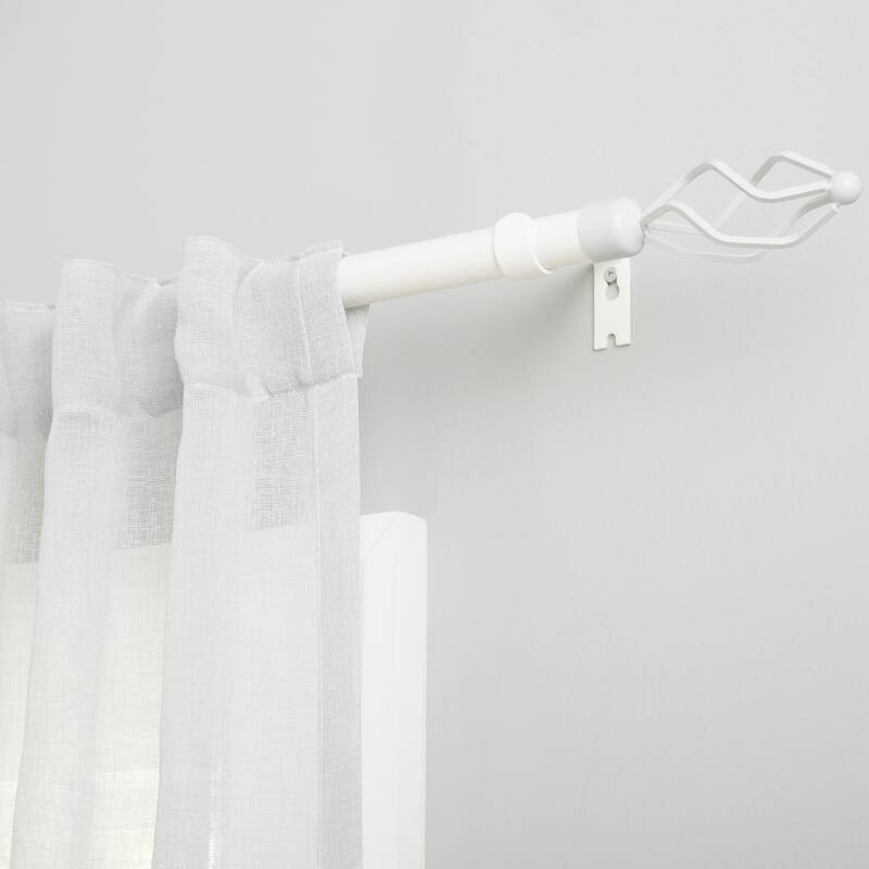 ATI Home Lancelot 1" Adjustable Window Curtain Rod and Finial Set - 66-120 - Off White
