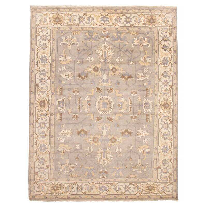 ECARPETGALLERY Hand-knotted Royal Oushak Light Grey Wool Rug - 9'0 x 11'11 - Light Grey - 9'0 x 11'11