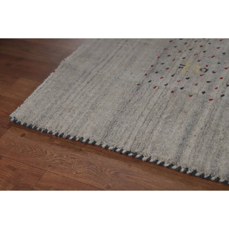 Hand Knotted Oriental 100% Wool Carpet Tribal Animal Pictorial Greys & Charcoal Gabbeh Area Rug - 9' 9'' X 7' 10''