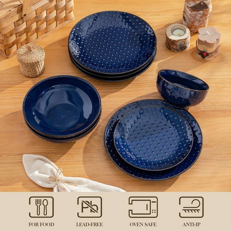 MALACASA LYDIA Embossed Stoneware 16-Piece Dinnerware Set