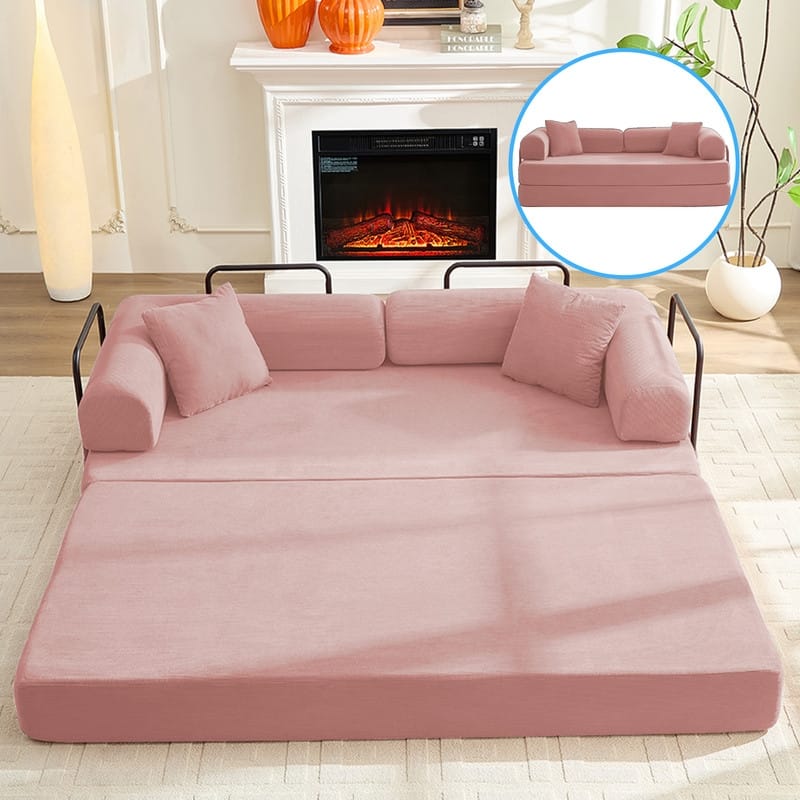 Mixoy Convertible Pull Out Sleeper Sofa Bed with Movable armrest,Folding Mattress Couch,Removable Washable Floor Sofa Bed