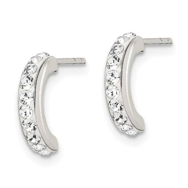 Solid 925 Sterling Silver Stellux Crystals J Hoop 3pc Set Earrings 3mm x 10mm Solid 925 Sterling Silver Stellux Crystals J Hoop 3pc Set Earrings 3mm x 10mm