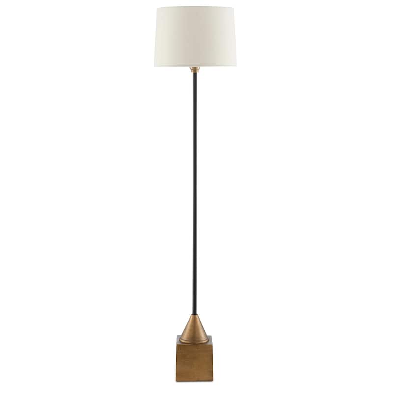 Currey & Company Keeler Brass Floor Lamp - 58.75"h x 13"w x 13"d
