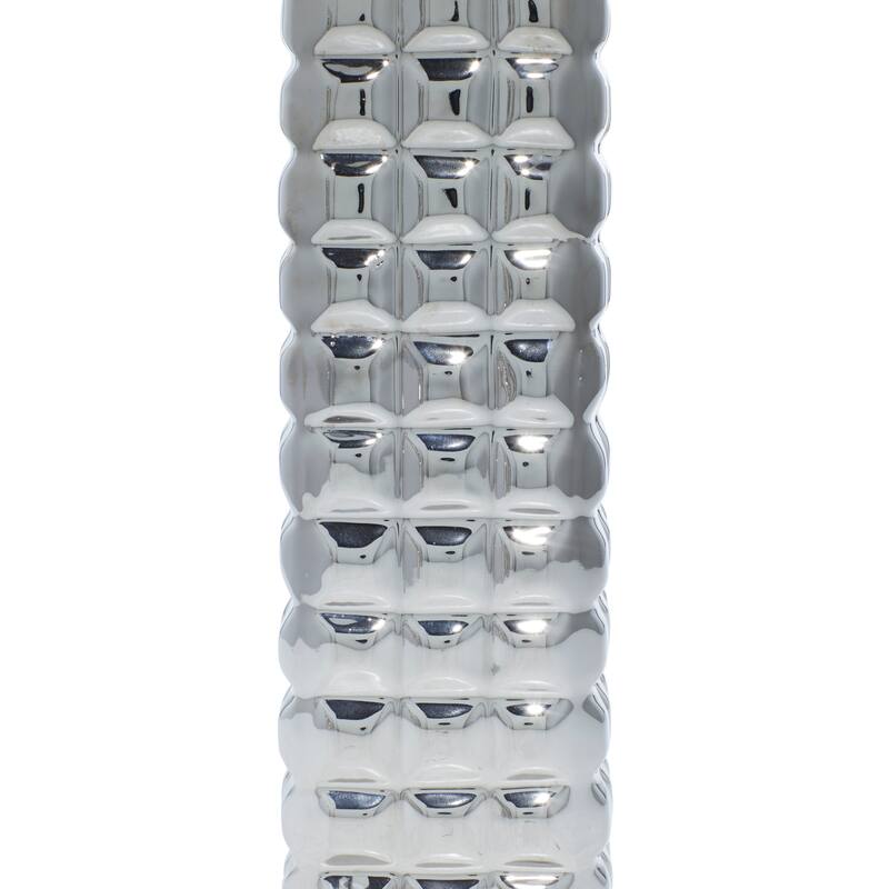 CosmoLiving by Cosmopolitan Sleek Ceramic Glam Vase with Varying Patterns (Set of 3) - Silver, Gold, Dark Blue, White