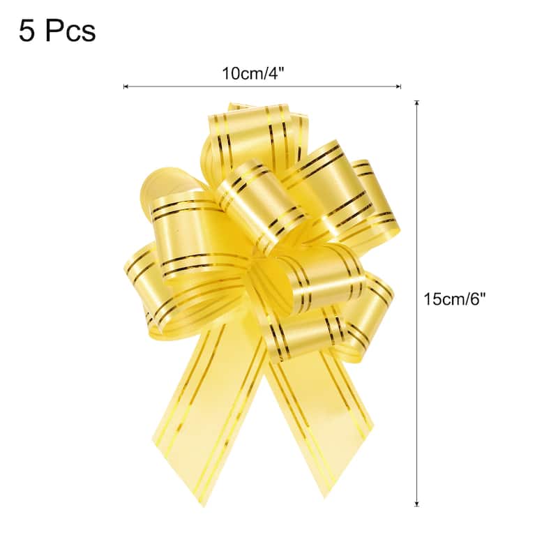 5pcs 4 Inch Large Pull Bow Metallic Gift Wrapping Bows with Gold Edge