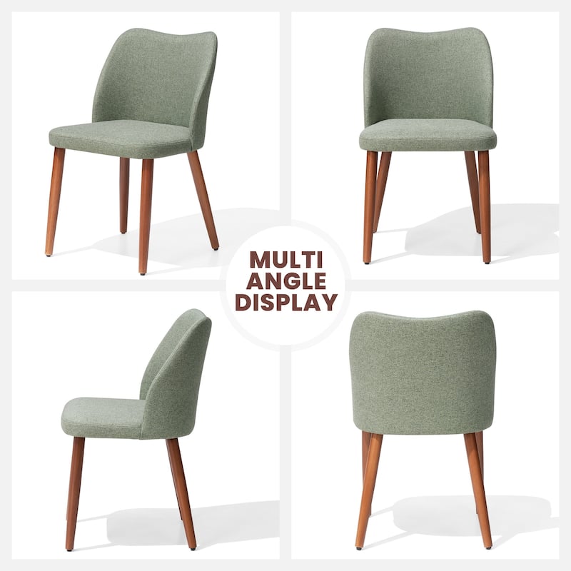 Modern Upholstered Dining Chairs with Padded Seat and Wood Legs