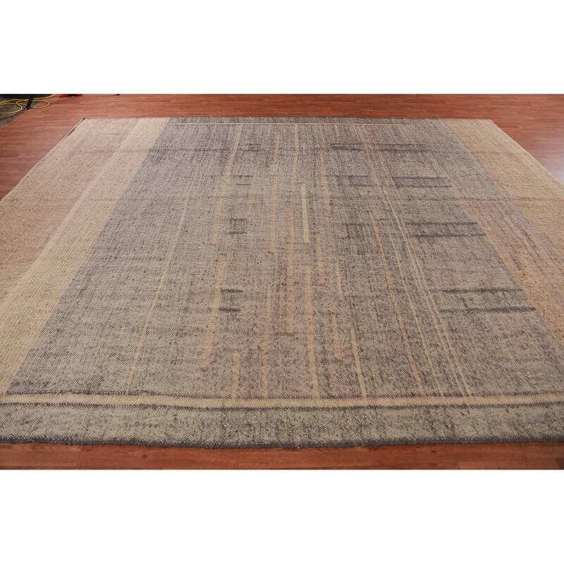 Hand Woven Oriental 100% Jute Carpet Southwestern Modern Purples Kilim Area Rug - 13' 1'' X 10' 6''