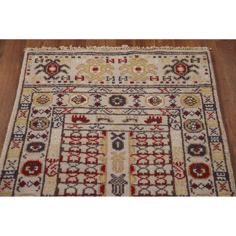Tribal Geometric Khotan Runner Rug Hallway Handmade Wool Carpet - 2'6"x 10'0"