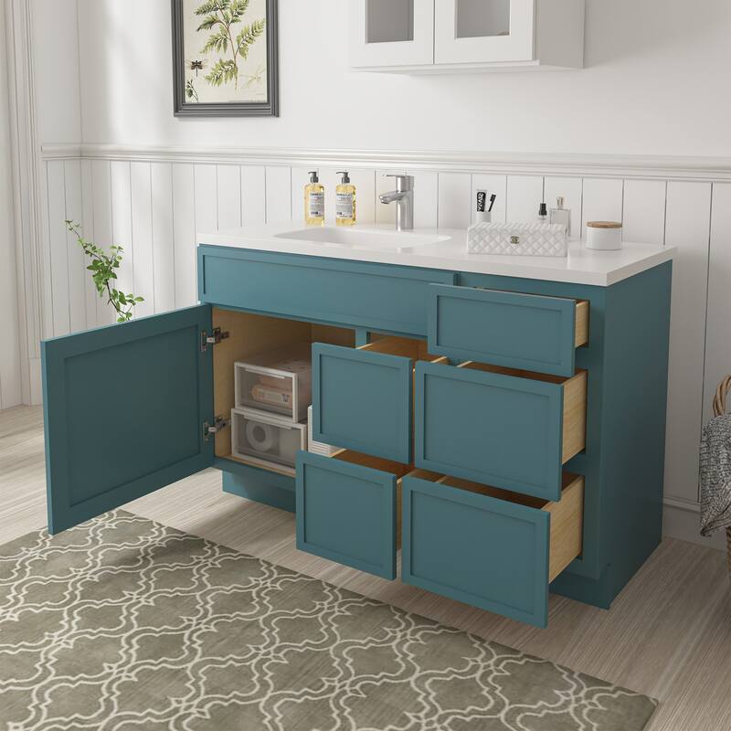 Vanity Art 51" Birch Freestanding Bathroom Vanity Cabinet without Top
