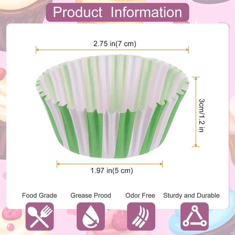 100 Count Cupcake Liners Cupcake Muffins Liners Paper Baking Cups - Green