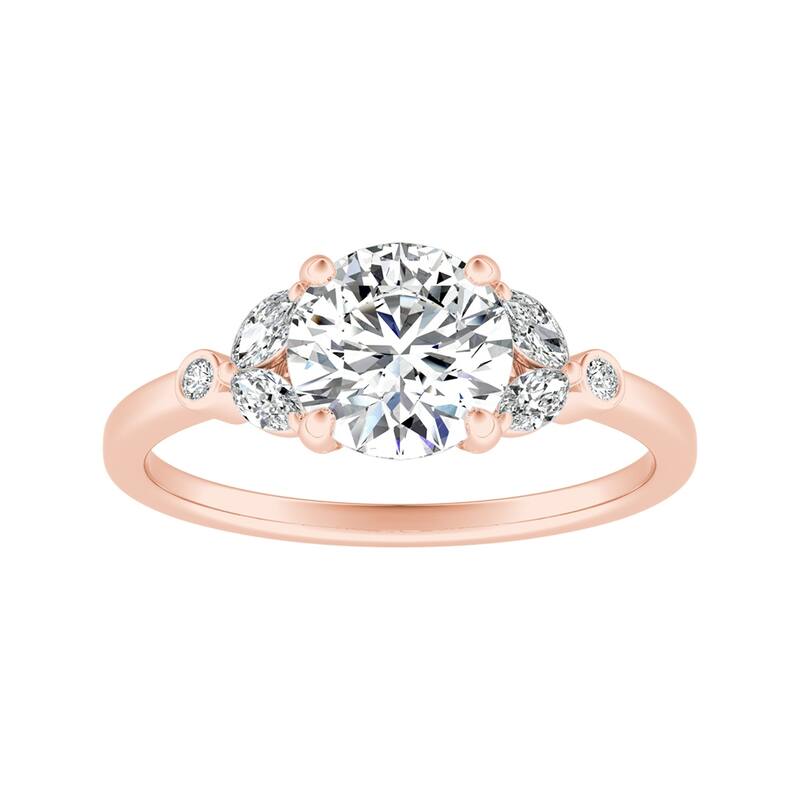 Auriya 14k Gold 1ctw Vintage Floral Moissanite and Diamond Engagement Ring 1/4ctw