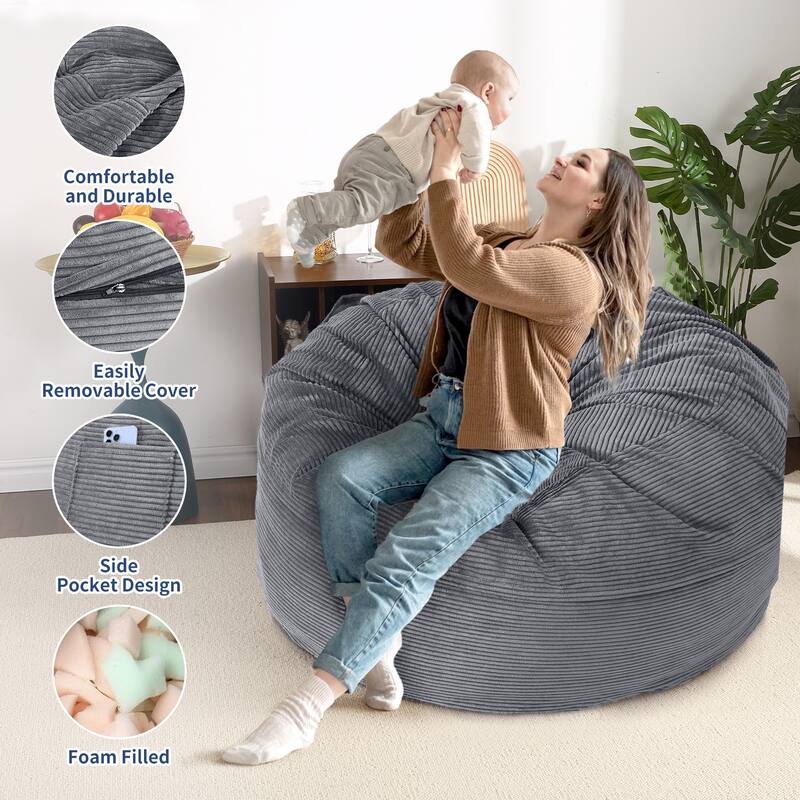 Bean Bag Chairs, Convertible Bean bag Chair from Bean Bag to Mattress for Home Living Room