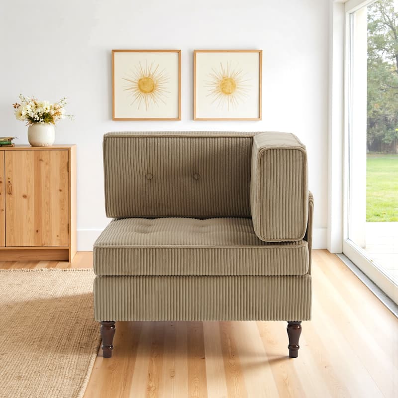 32.57" W Upholstered Corduroy Corner Accent Chair