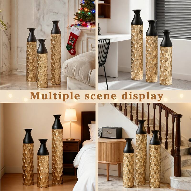 Hand-Woven PVC Rattan Floor Vase