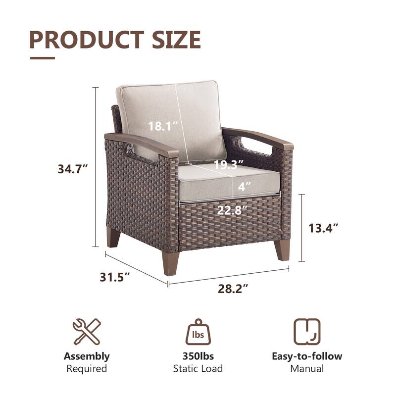 Gymojoy Wicker Patio Chairs Set of Two with Olefin Cushions Water-Resistant