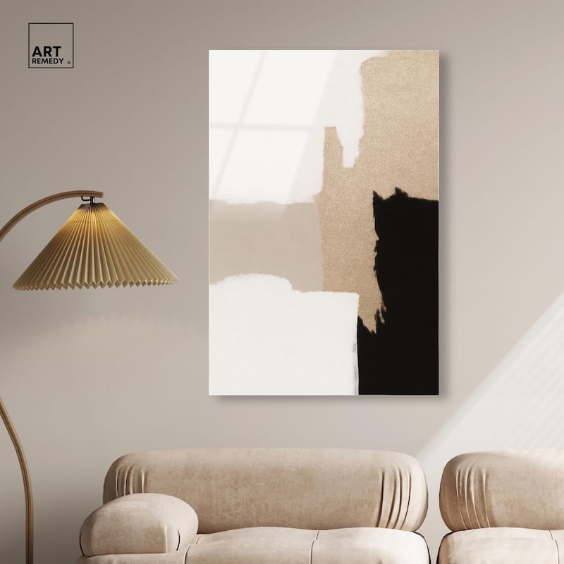 Beige and Black III Acrylic by Art Remedy, Ready to Hang