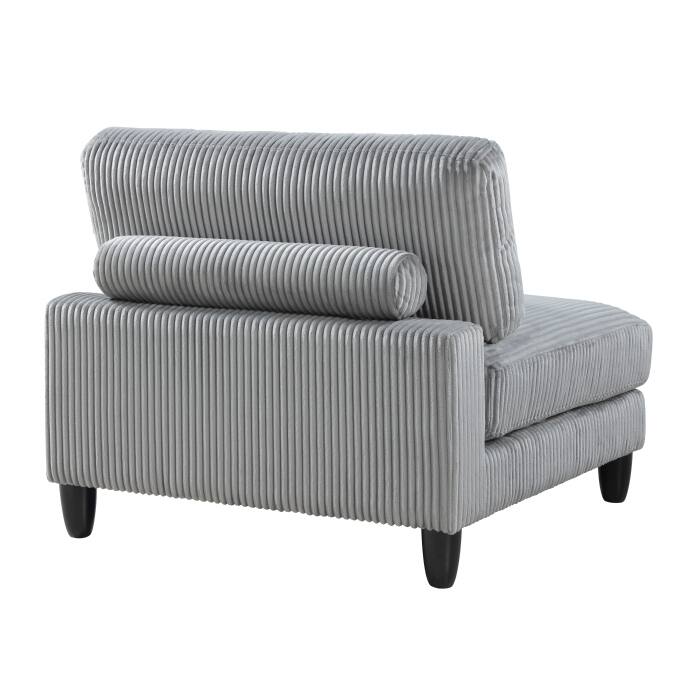 Mear Modular Armless Chair w Black Solid Wood Legs, Gray Corduroy