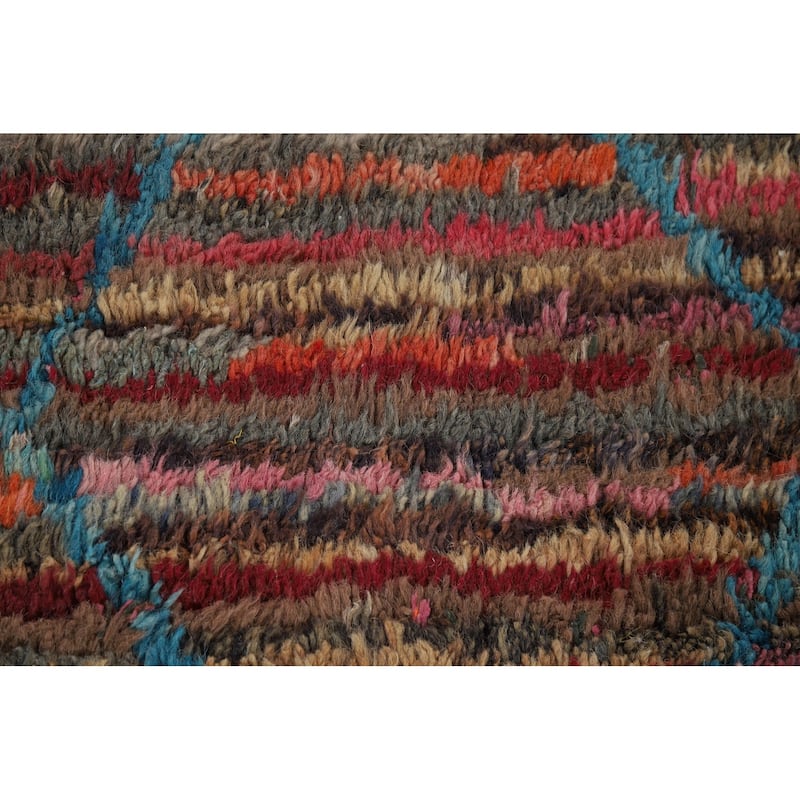 Striped Trellis Moroccan Area Rug Handmade Wool Carpet - 5'8" x 9'9"