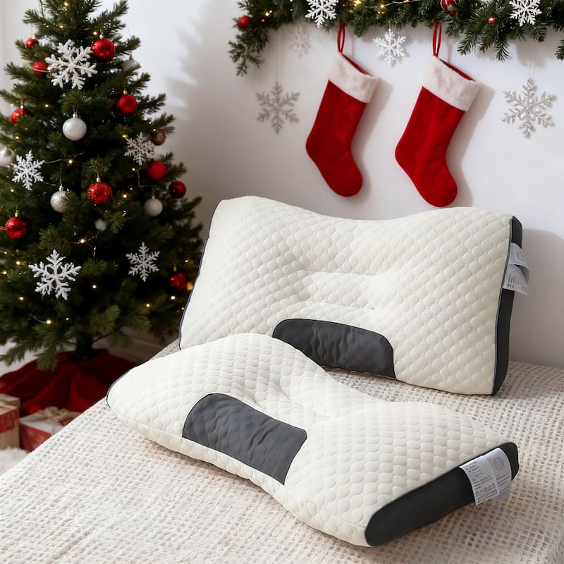 Set of 2 Neck Pillow, Standard Bed Pillow, Adaptive Pillows for Neck Pain Relief,Medium Firm Pillows for Side,Back - N/A - Set of 2