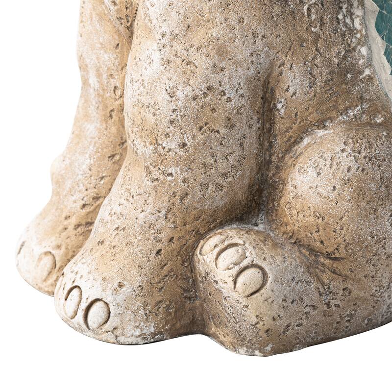 Glitzhome Faux Granite Mosaic Sitting Elephant Sea Horse Mermaid Garden Statue Ocean Figurine