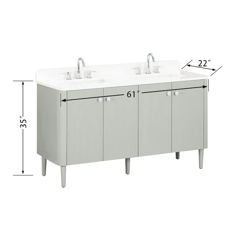 Haley Bathroom Vanity in Soft Sage with White Engineered Stone Top