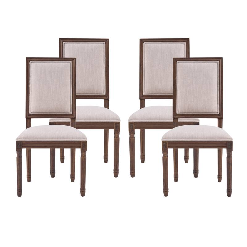 Christopher Knight Home - French Country Dining Chairs Set with Upholstered Backrest & Upholstered Seats with Fluted Legs