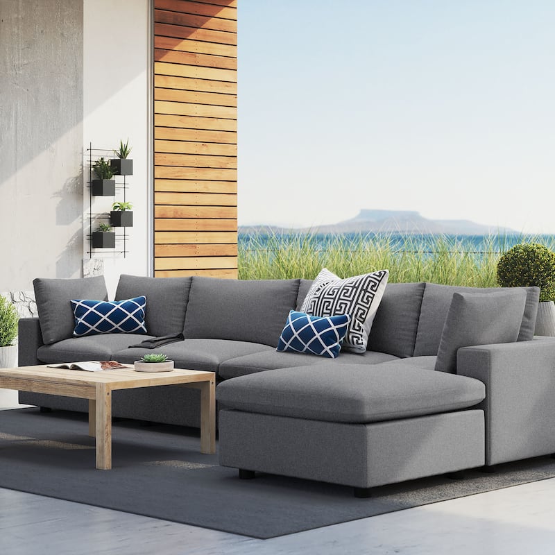 Commix 5-Piece Sunbrella® Outdoor Patio Sectional Sofa - Grey