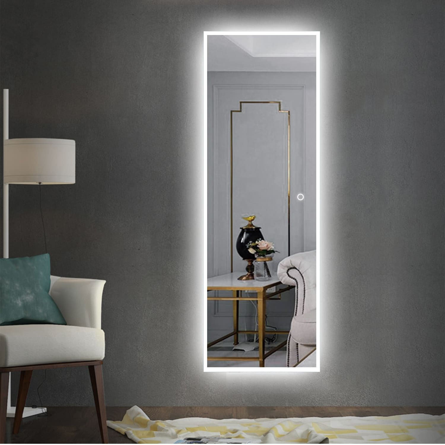 big wall mirror with lights