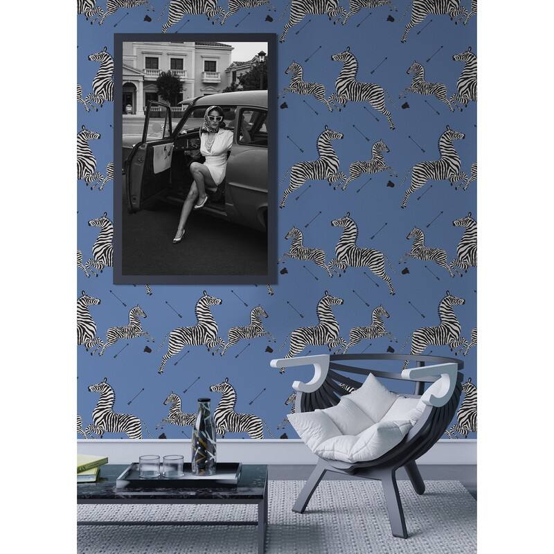 Scalamandre Azure Zebra Safari Peel & Stick Wallpaper