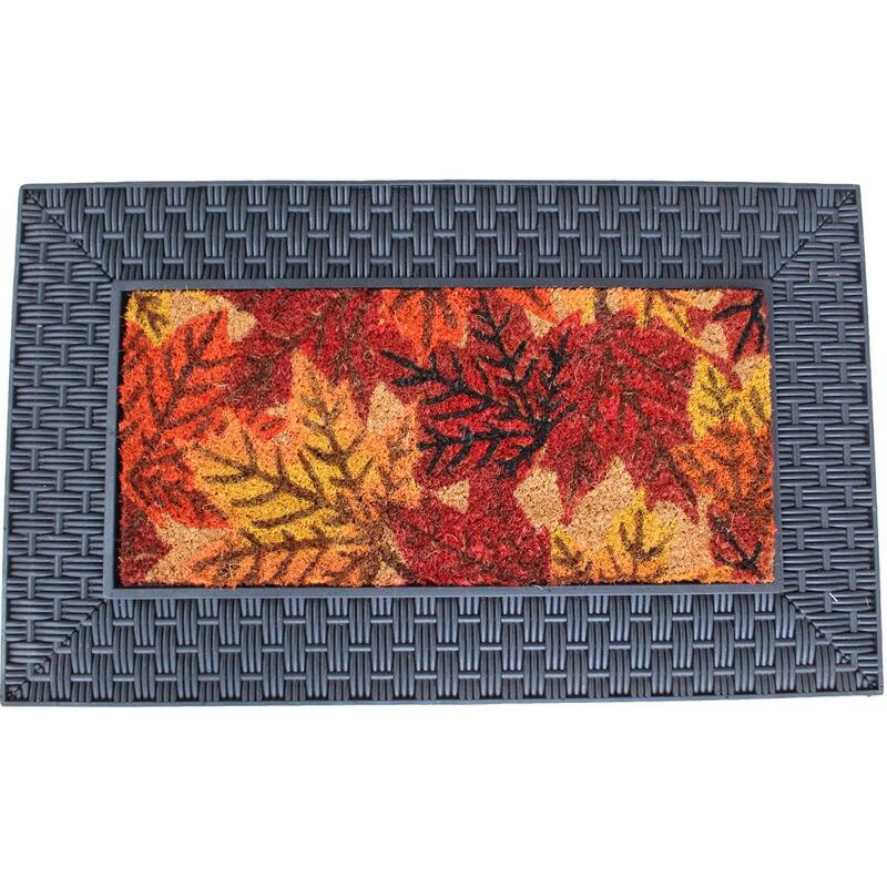 Seasonal Outdoor All Weather Doormat Set includes 3 interchangeable mats & one tray