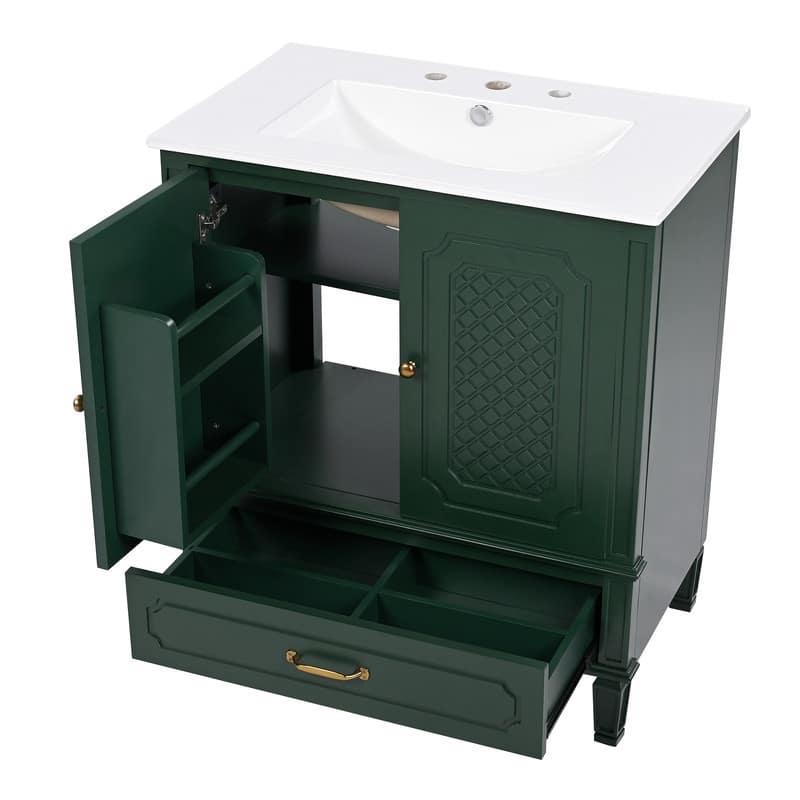 30" Bathroom Vanity with Sink, Door Shelf, Soft-closing Door