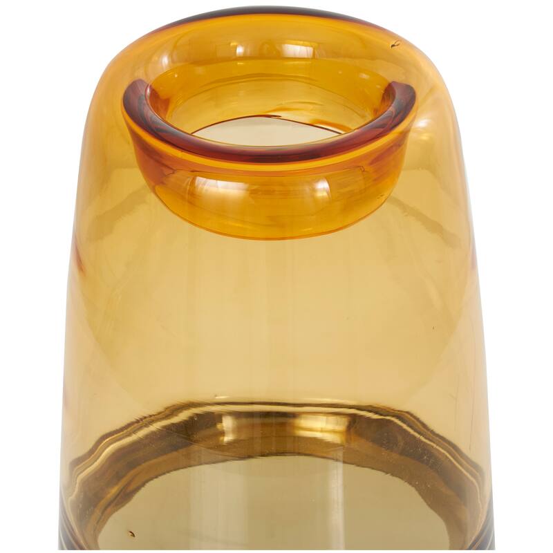Orange Glass Handmade Ombre Vase with Gray Base