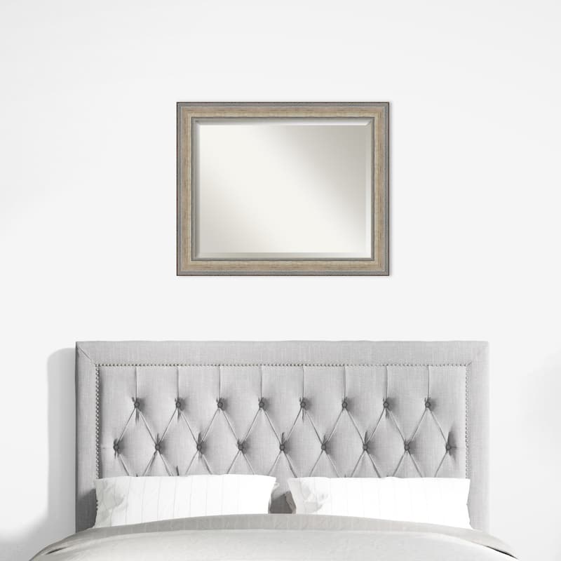 Fleur Silver Beveled Wood Framed Wall Mirror - Fleur Champagne Silver