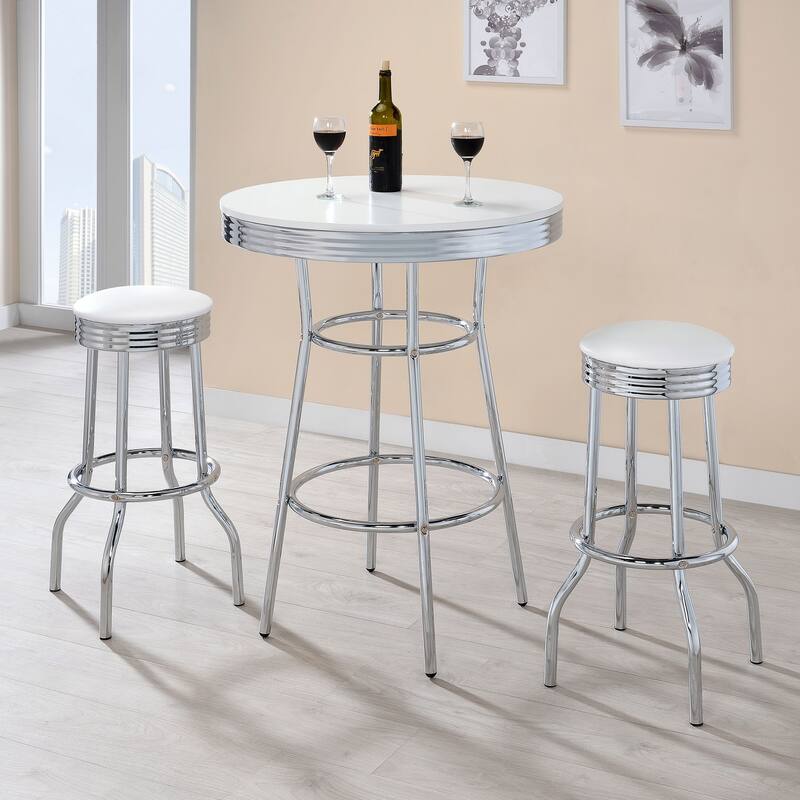 Midge White Upholstered Metal Swivel Bar Stool (Set of 2)