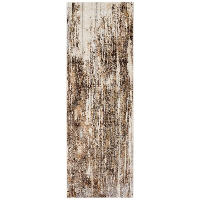 Grand Bazaar Frida Machine Made Abstract Transitional Area Rug - 2'6" x 8' - Tan/Ivory/Brown