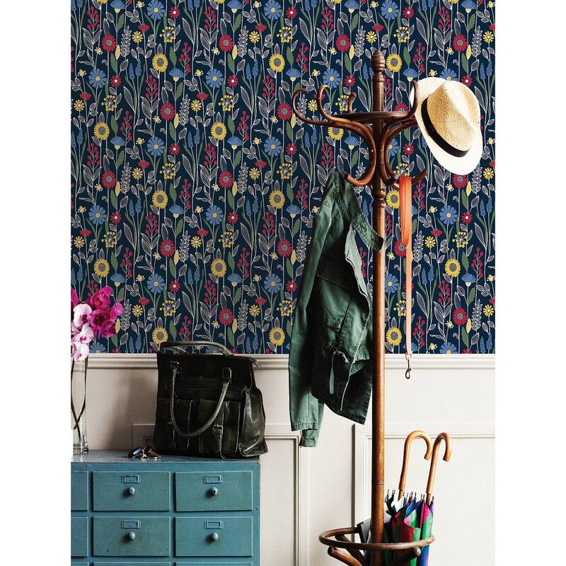 NuWallpaper Navy Jane Peel & Stick Wallpaper