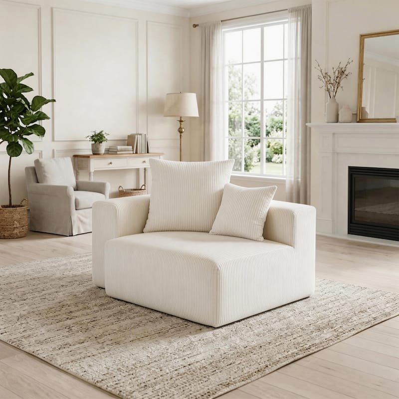 51"W Oversized Modular No Assembly Corduroy Accent Corner Chair