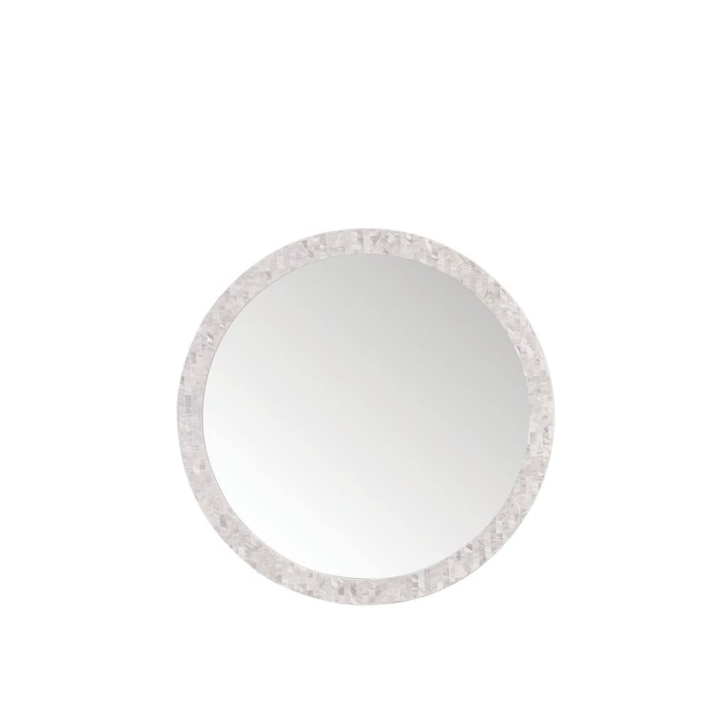 James Martin Vanities Callie 30" Round Mirror, White Mother of Pearl