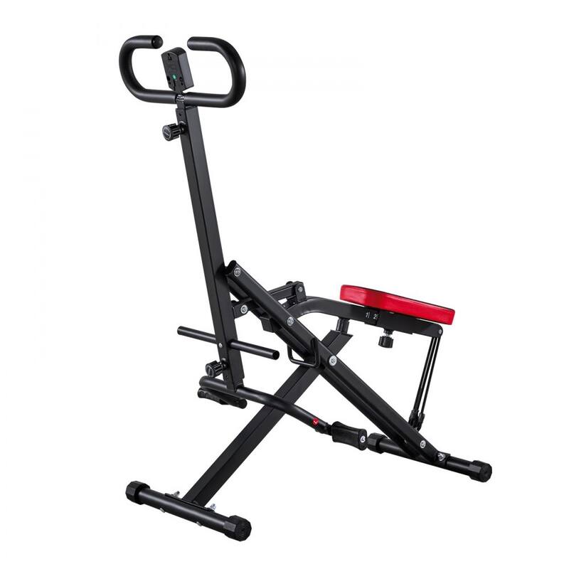 Black Steel Deep Squat Training Machine with Adjustable Seat and Resistance Bands - 35.4 x 22.8 x 44.1 in