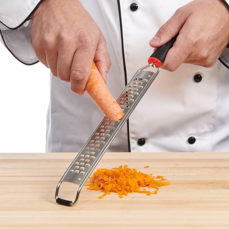 CatCora Coarse Etched Grater Zester with Safety Cover, Stainless Steel Blade For Grating, Zesting, and Garnishing, Soft Handle