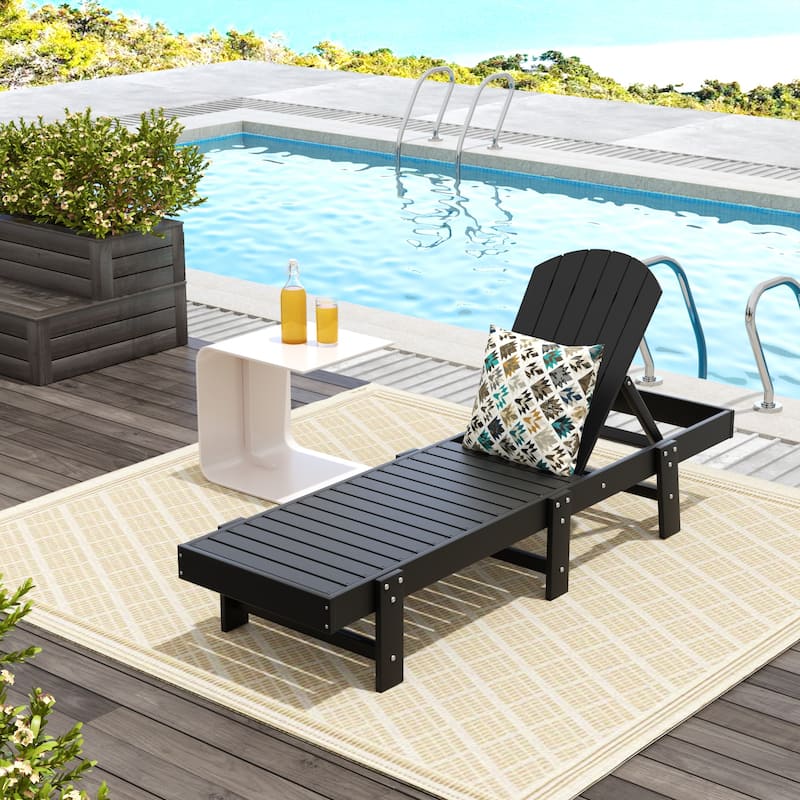 Polytrends Altura Armless Poly Eco-Friendly All Weather Reclining Chaise Lounge - Black