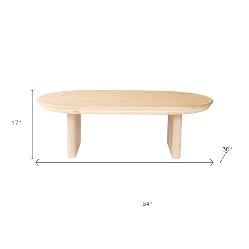 HomeRoots 54" Natural Solid Wood Oval Solid Coffee Table - 54' X '17' X '30
