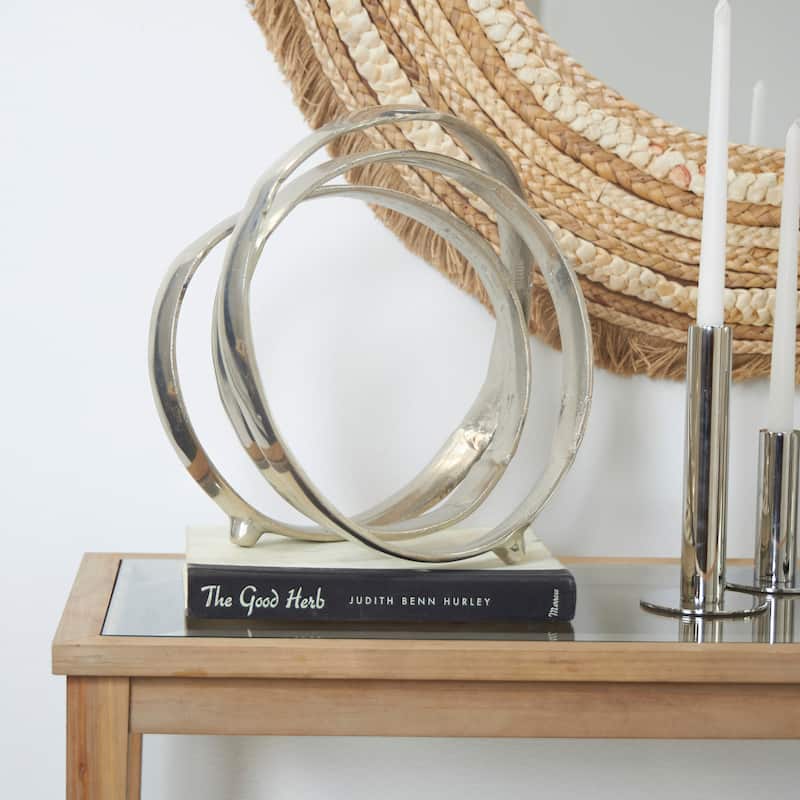 Silver Aluminum Metal Looped Abstract Decorative Sculpture - Silver