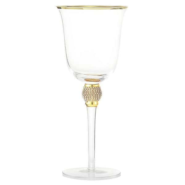 slide 2 of 9, Berkware Elegant Sparkling Studded Long Stem Rose Glass with Gold or Silver Rim
