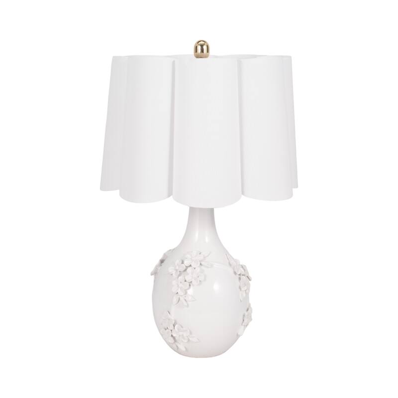 Sagebrook Home Cream Ceramic 25-inch Floral Applique Table Lamp Elegance - 16" x 16" x 25"