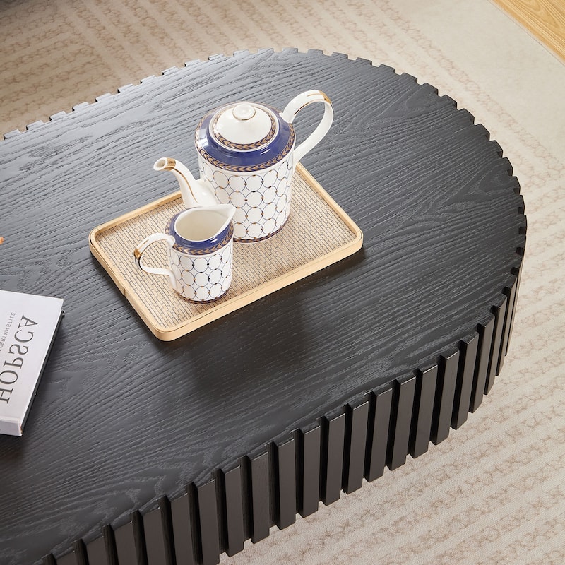 GDF Studio - Montville Modern Oval Wood Drum Coffee Table